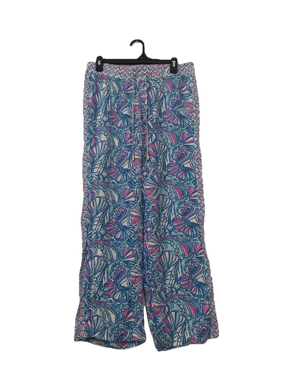 Lilly Pulitzer Blue & Pink Printed Wide-Leg Pull-On Pants